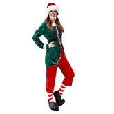 Deluxe Women Green Christmas Elf Costume Cosplay Halloween Costume For Adult Carnival Party Suit - INSWEAR